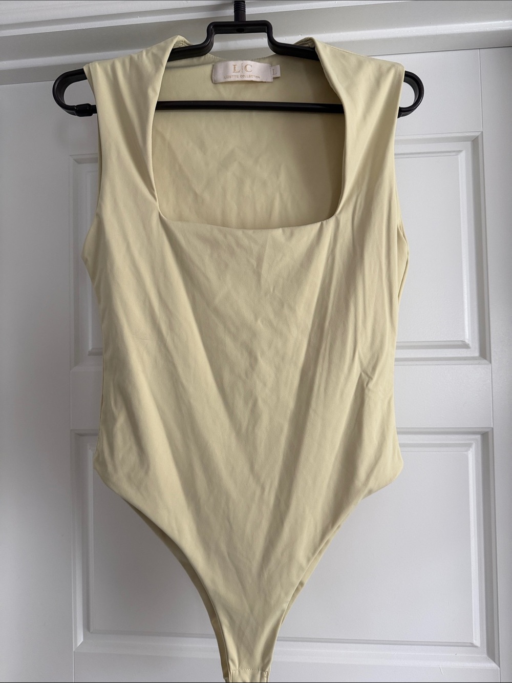 LC Lizette Collection Yellow Cream Square-Neck Bodysuit